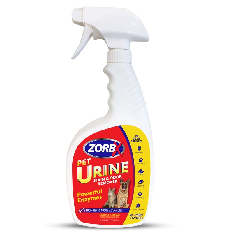 ZORBX Pet Urine Stain and Odor Remover Spray 24 FL Oz - Dog, Cat Urine Enzyme Odor Destroyer - Perfect Solution for Unpleasant Urine Odor and Stain Remover - Hardwood Floors & Carpet Cleaner - Image 1